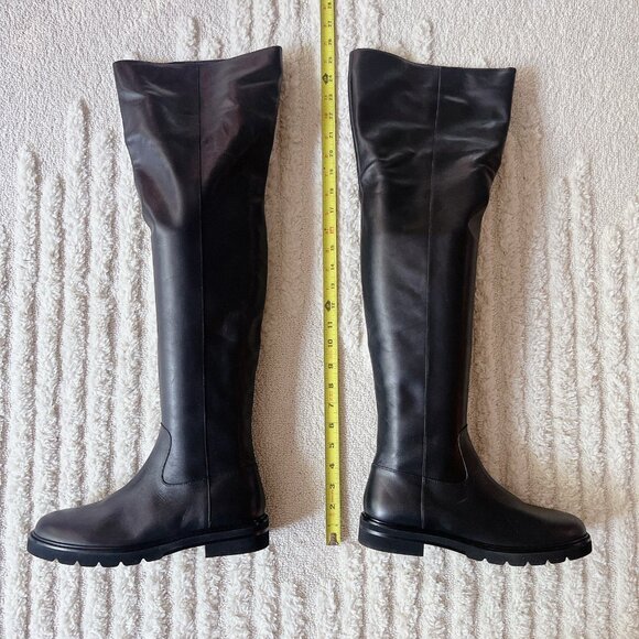 Stuart Weitzman Chicago Over-the-Knee Lug Boots Black Leather US 8.5 - Picture 4 of 10